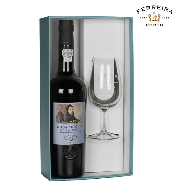 FERREIRA PORT | DONA ANTONIA RESERVA BRANCO GIFTBOX + GLAS